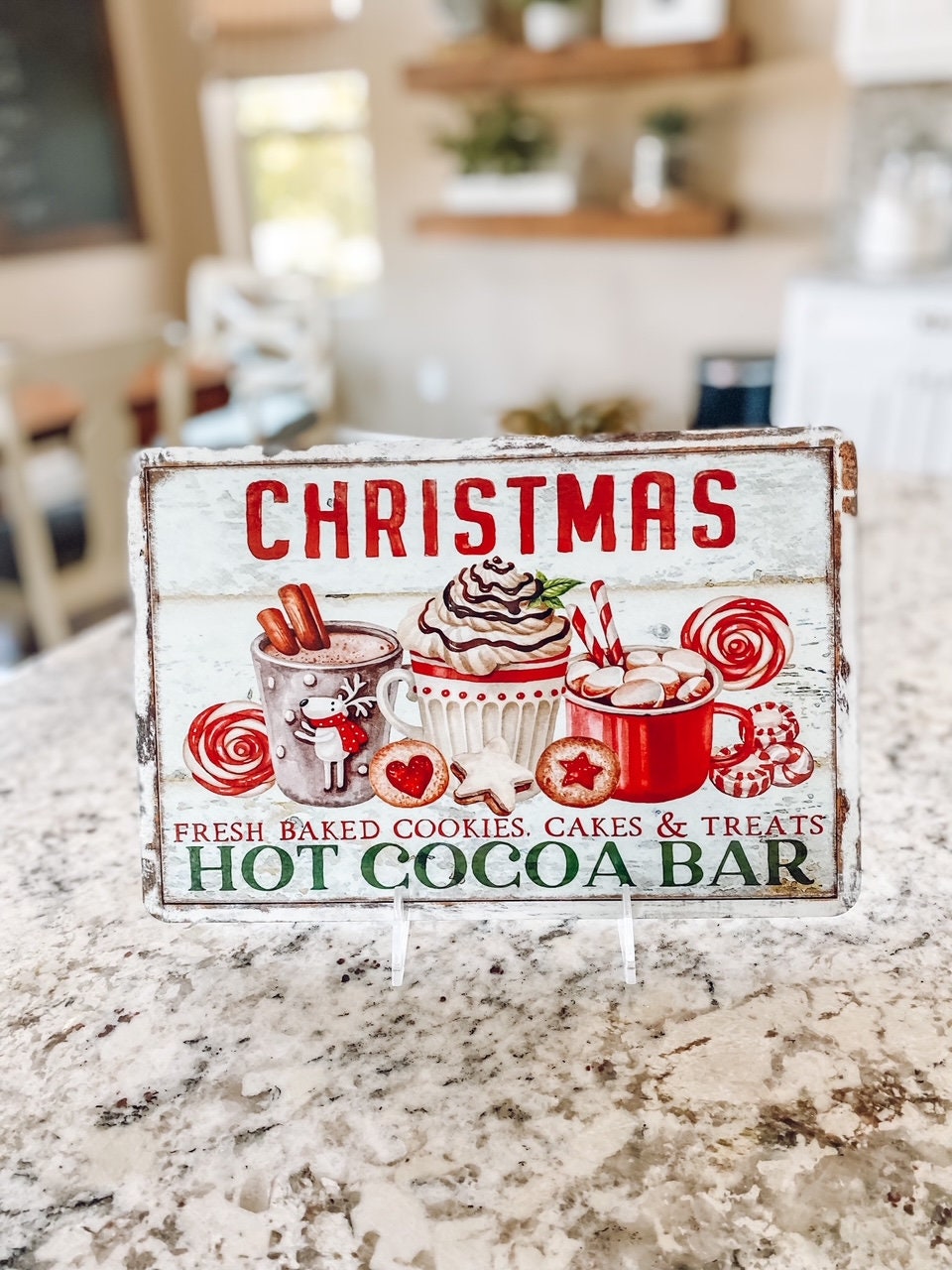 Hot Cocoa Bar Sign – Rustic Hot Chocolate Indoor Christmas Décor