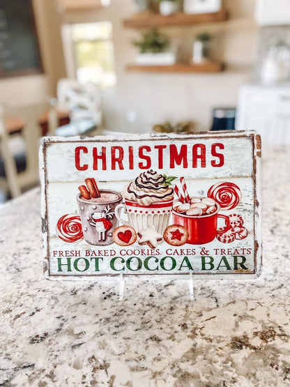 Hot Cocoa Bar Sign – Rustic Hot Chocolate Indoor Christmas Décor