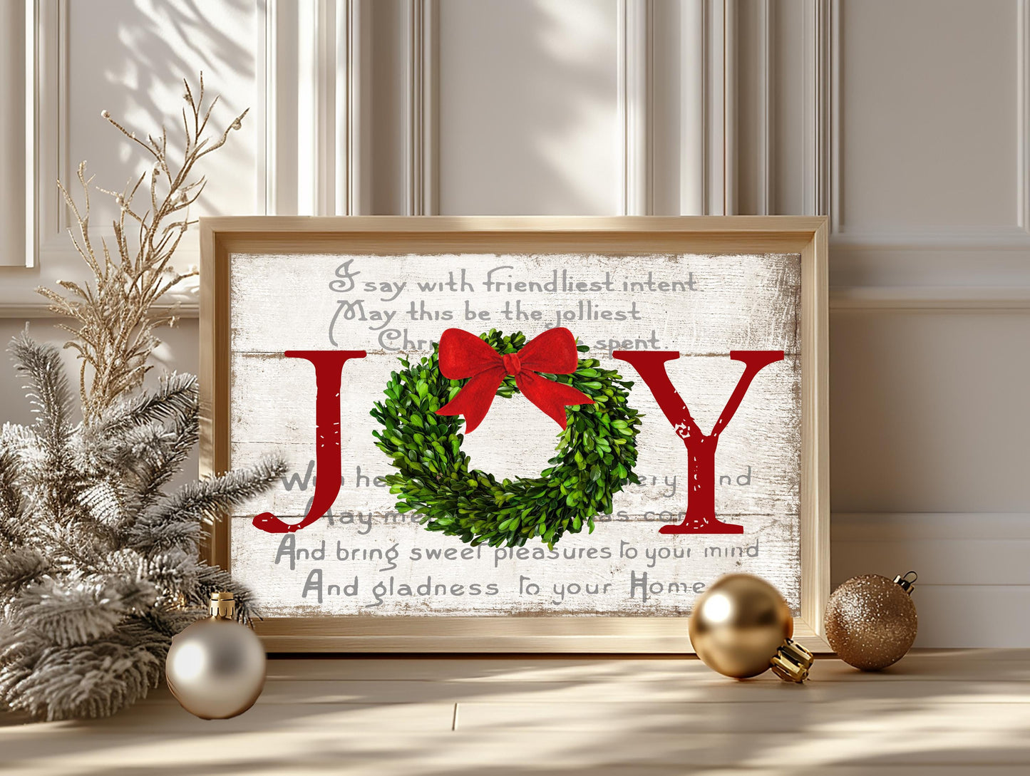 Rustic Metal Christmas Sign – Joy to the World Farmhouse Wall Art for Indoor & Outdoor Decor