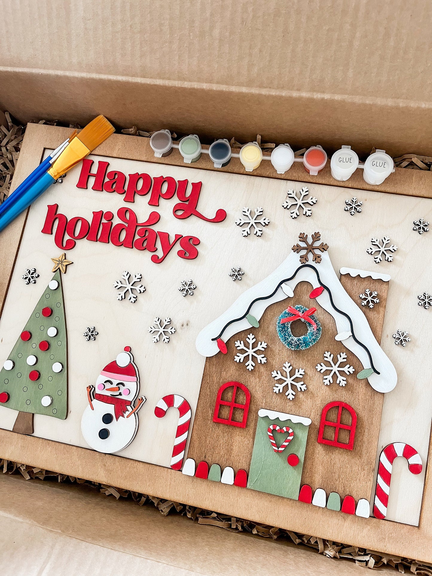 Paint Your Own Framed Gingerbread House Kit – DIY Christmas Craft