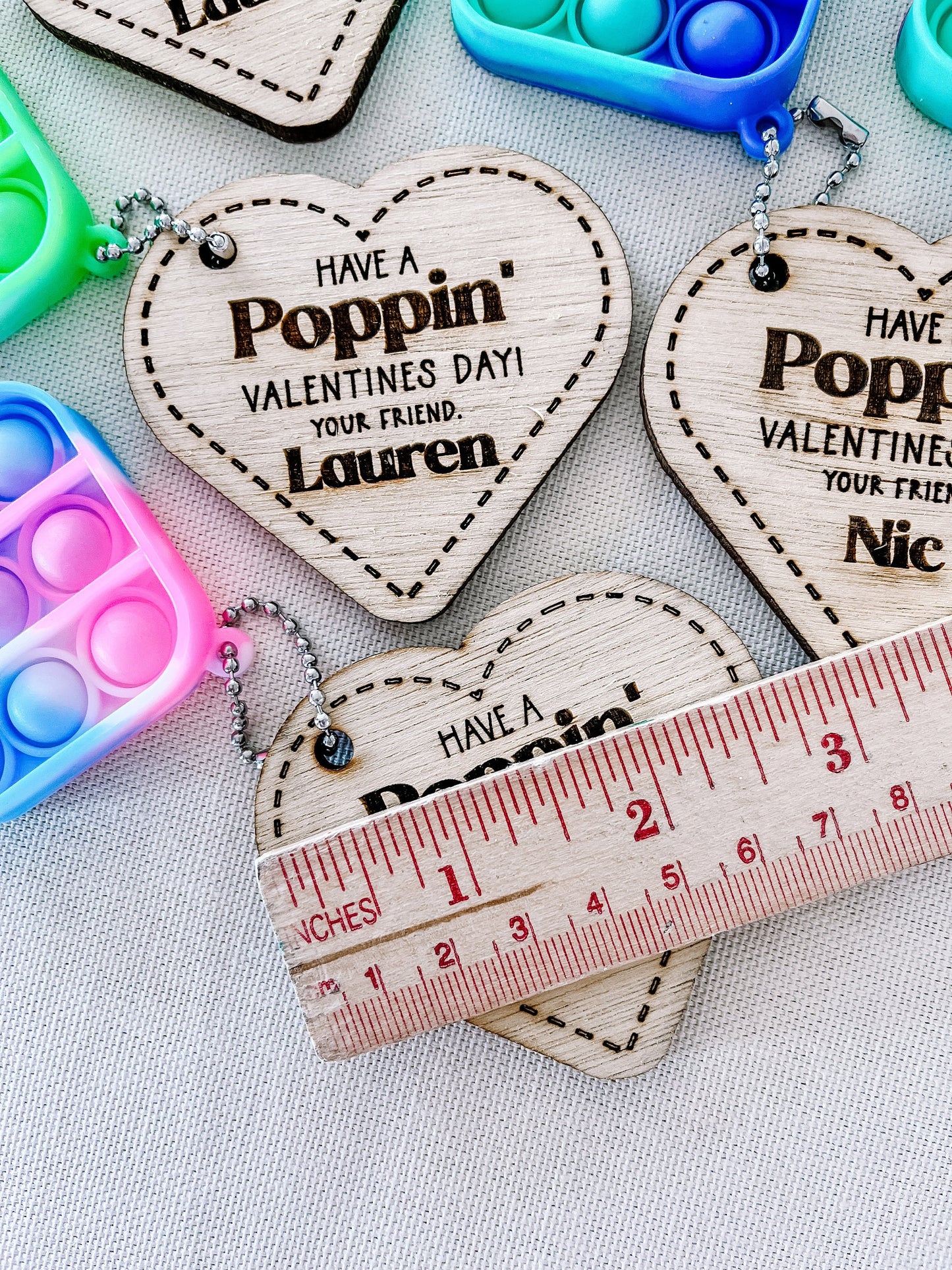 Personalized Valentine Pop Keychain – Custom Classroom Gift for Kids with Heart Card