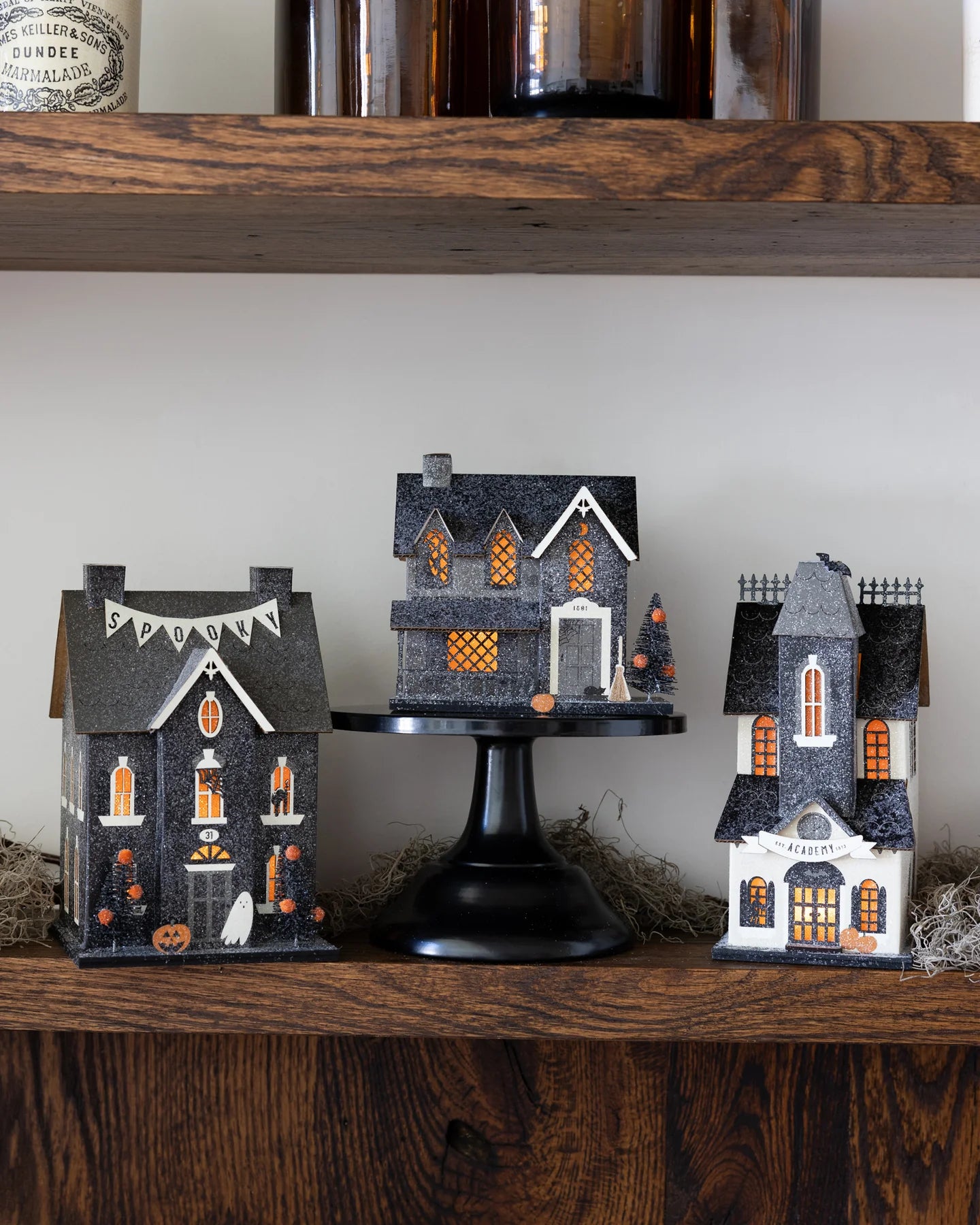 Lighted Haunted House Academy- Halloween Village Decoration