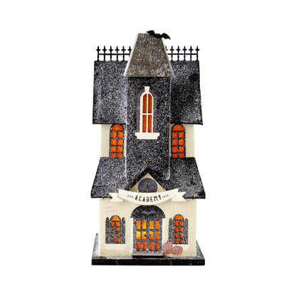 Lighted Haunted House Academy- Halloween Village Decoration