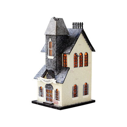 Lighted Haunted House Academy- Halloween Village Decoration
