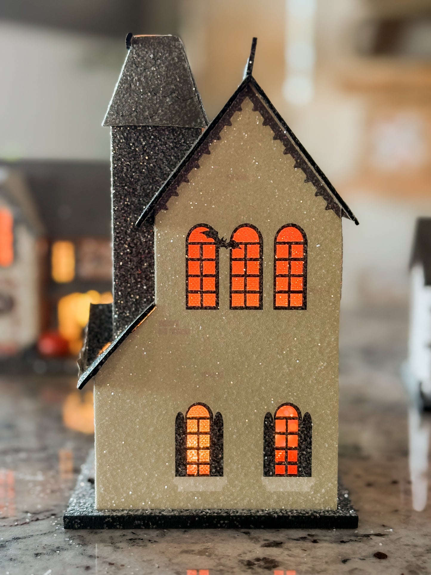 Lighted Haunted House Academy- Halloween Village Decoration