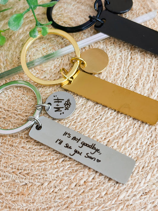 Custom Engraved Stainless Steel Keychain- Personalized Handwriting, Artwork, or Font