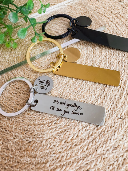 Custom Engraved Stainless Steel Keychain- Personalized Handwriting, Artwork, or Font