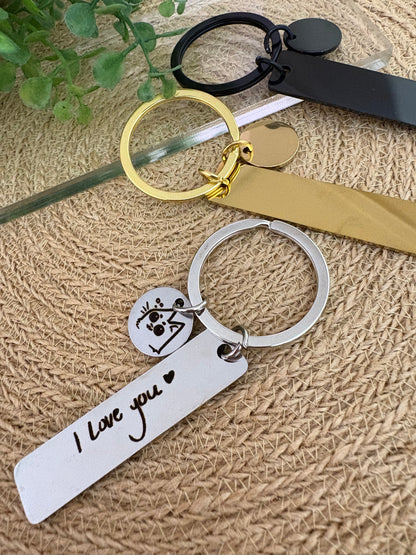 Custom Engraved Stainless Steel Keychain- Personalized Handwriting, Artwork, or Font