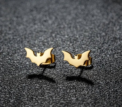 Mini Bat Stud Earrings - Gold, Silver & Black | Dainty Halloween Jewelry