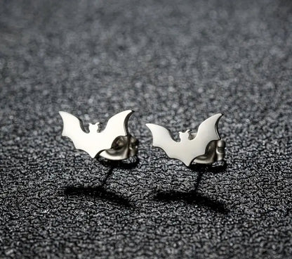 Mini Bat Stud Earrings - Gold, Silver & Black | Dainty Halloween Jewelry