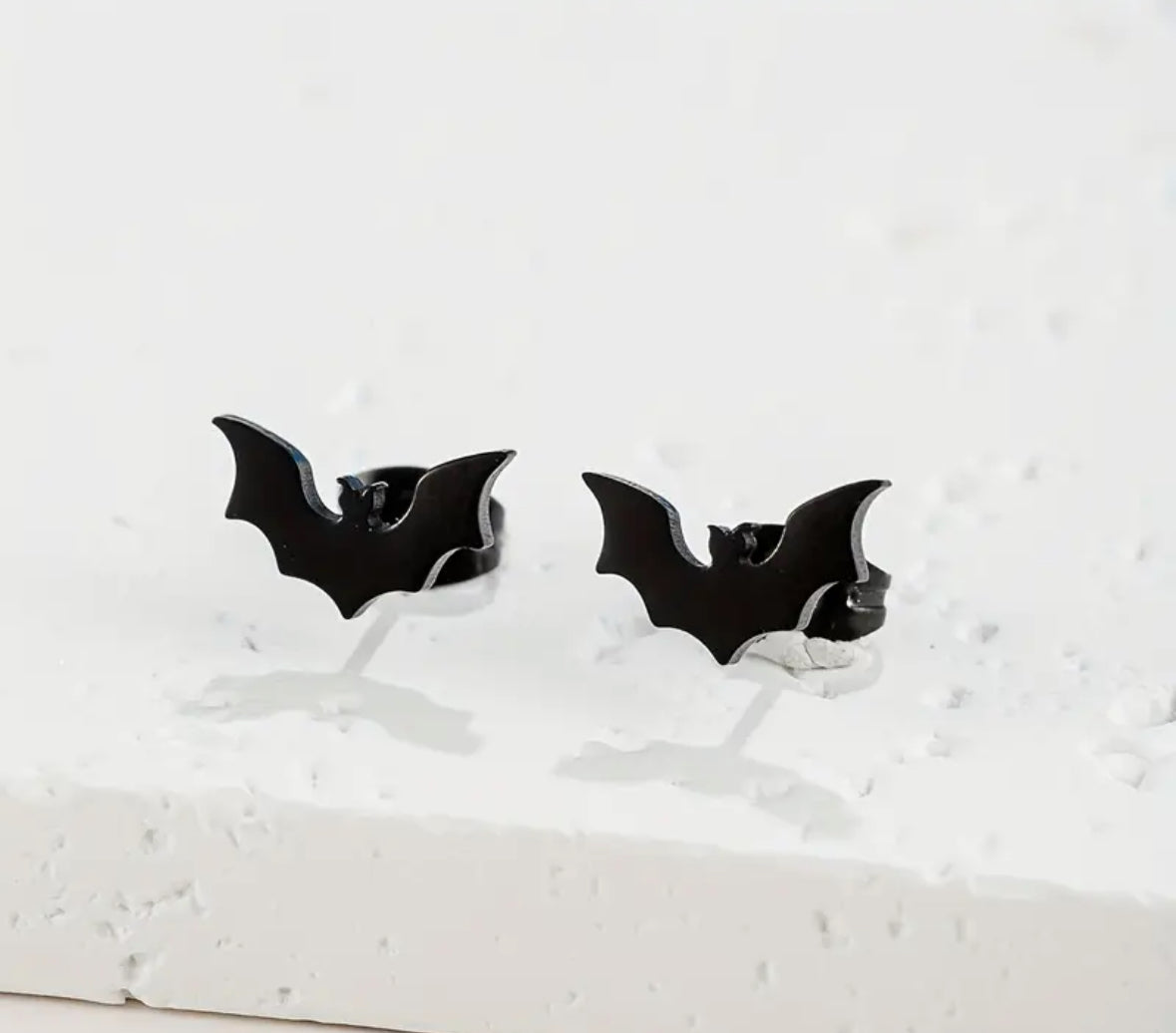 Mini Bat Stud Earrings - Gold, Silver & Black | Dainty Halloween Jewelry