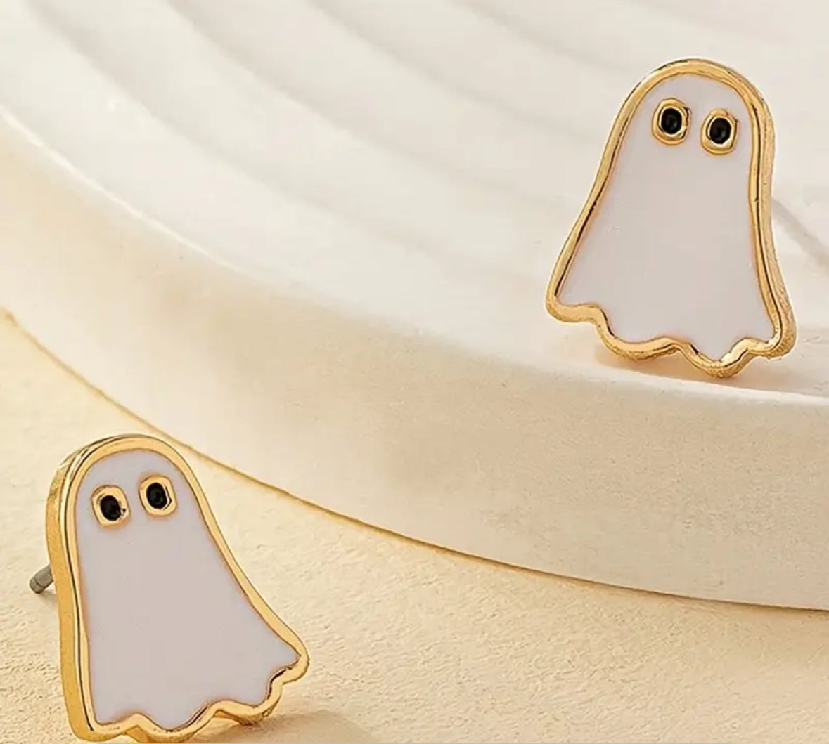 Mini Ghost Stud Earrings - 14K Gold Plated | Dainty Halloween Ghost Jewelry