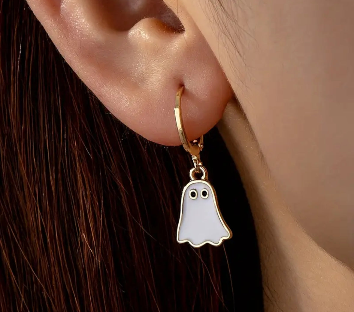 Mini Ghost Halloween Earrings - 18K Gold Plated | Dainty Halloween Ghost Dangle Earrings