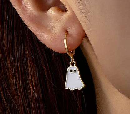Mini Ghost Halloween Earrings - 18K Gold Plated | Dainty Halloween Ghost Dangle Earrings