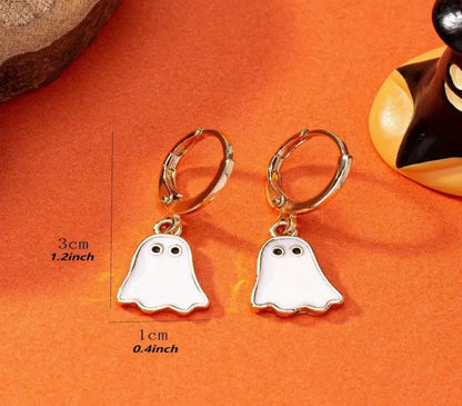 Mini Ghost Halloween Earrings - 18K Gold Plated | Dainty Halloween Ghost Dangle Earrings
