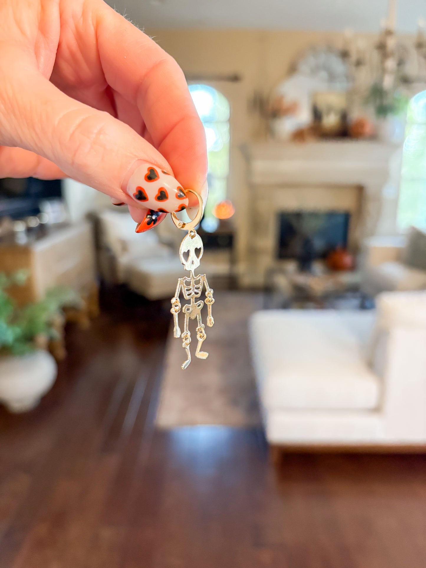 Dancing Skeleton Halloween Earrings - 18K Gold Plated | Skeleton Dangle Earrings