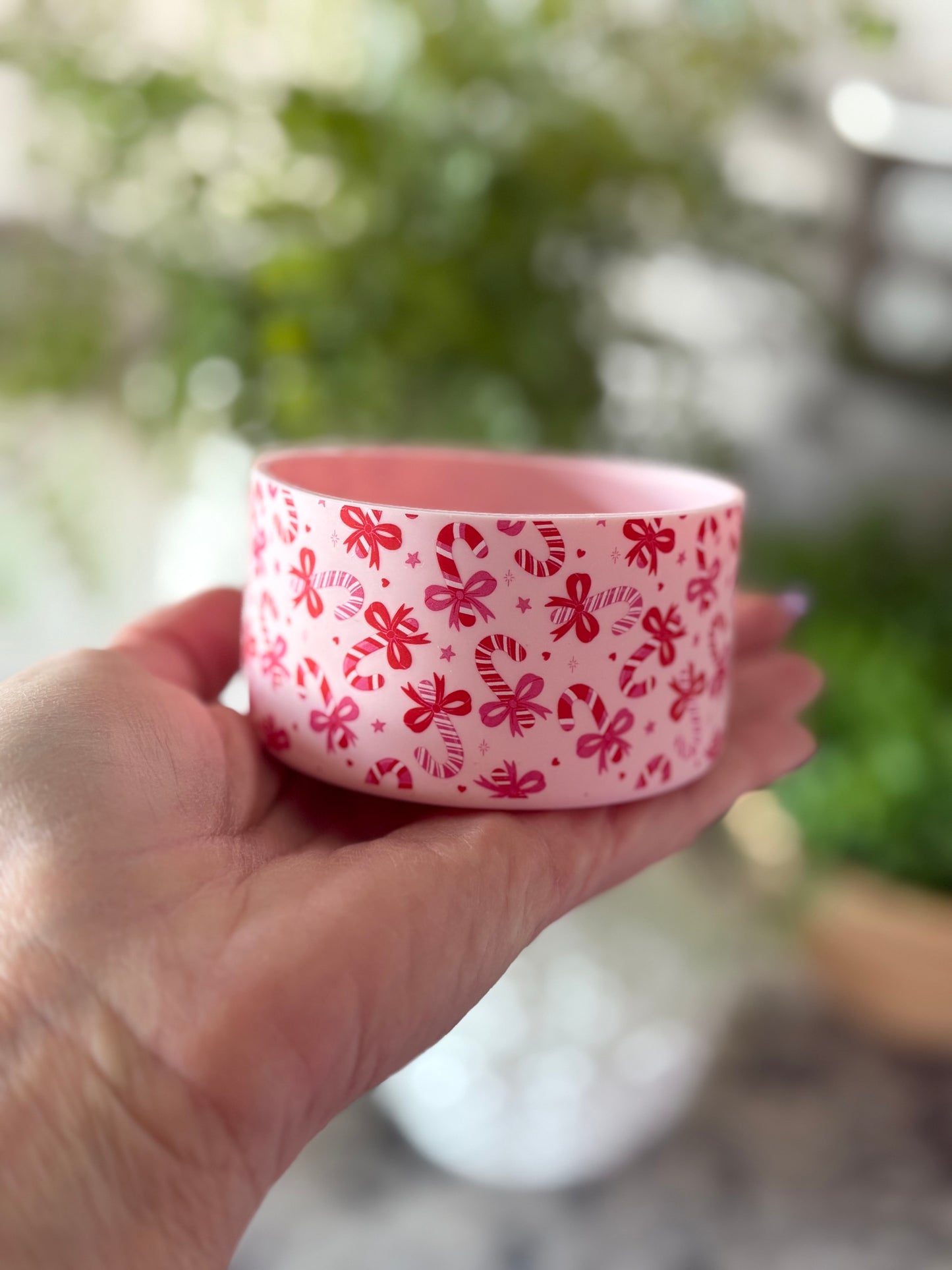 Pink Candy Cane Tumbler Boot - BPA - Free Silicone Cup Protector | Fits 20/30/40oz Tumblers | Holiday Cup Accessory