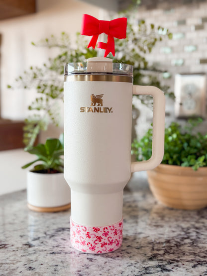 Pink Candy Cane Tumbler Boot - BPA - Free Silicone Cup Protector | Fits 20/30/40oz Tumblers | Holiday Cup Accessory