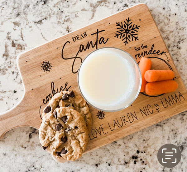 Custom Santa Tray – Personalized Wooden Cookies for Santa Plate with Engraved Design