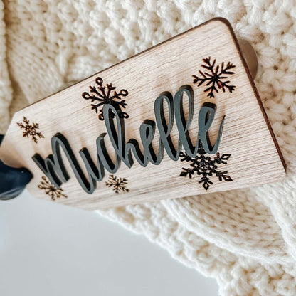 Personalized Wooden Stocking Name Tag – Custom 3D Christmas Decor