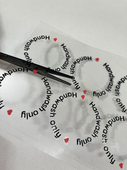UV DTF Cup Care Stickers - ♥️ With Hearts ♥️  – Hand Wash Only Labels (10–50 Pack)