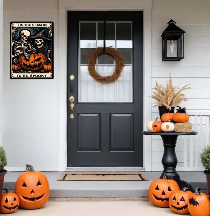 Tis the Season to Be Spooky Tarot Card Wall Art – Halloween Metal Sign