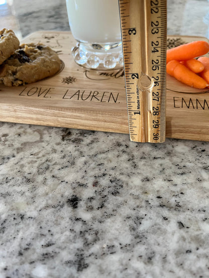 Custom Santa Tray – Personalized Cookies for Santa Plate with Engraved Gingerbread & Snowflakes