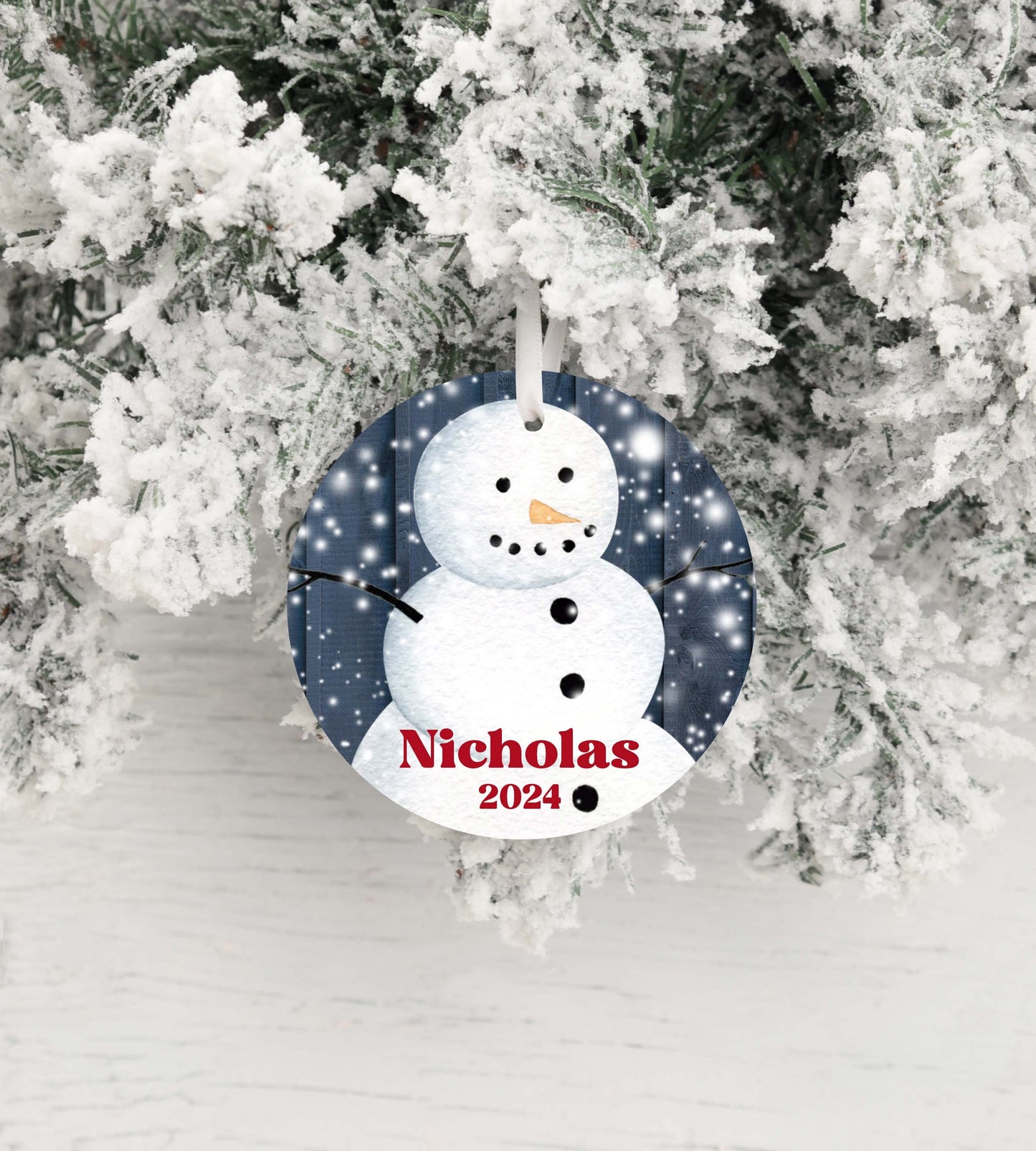 Personalized Blue Snowman Christmas Ornament 2025 – Custom Name & Year for Kids and Adults