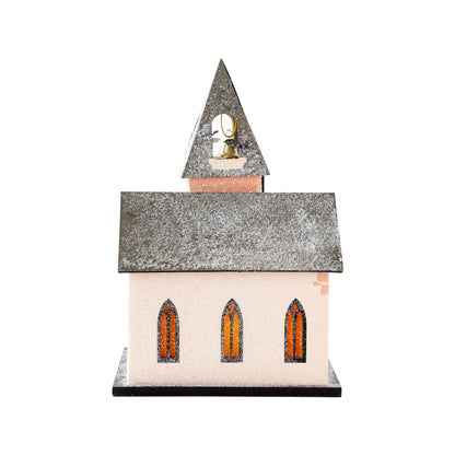 Lighted Haunted Abbey Church - Halloween Village Decoration