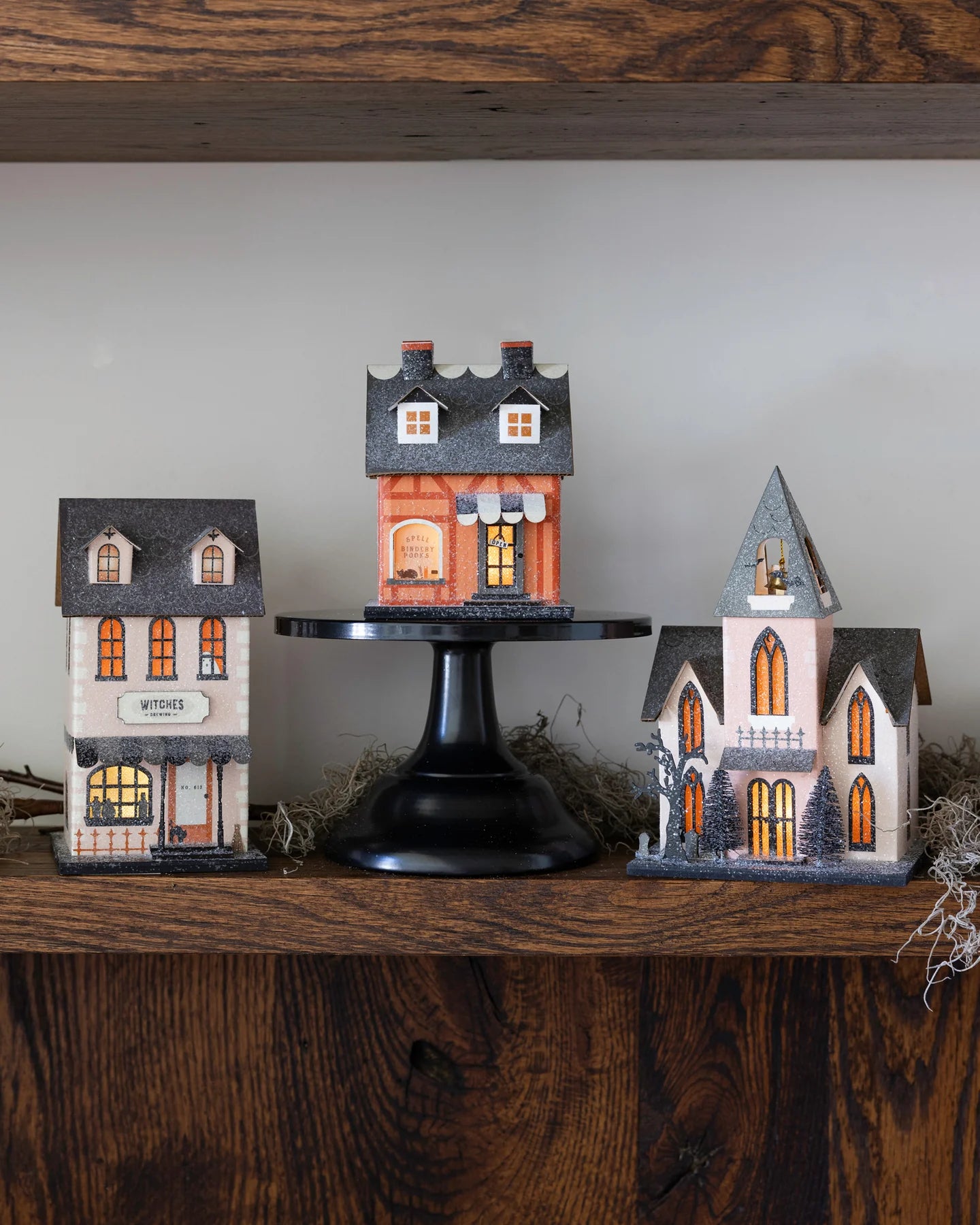Lighted Haunted Abbey Church - Halloween Village Decoration