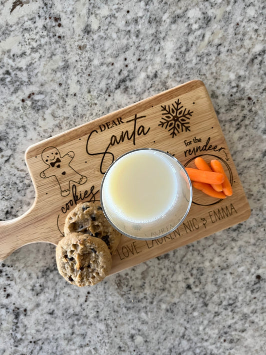 Custom Santa Tray – Personalized Cookies for Santa Plate with Engraved Gingerbread & Snowflakes