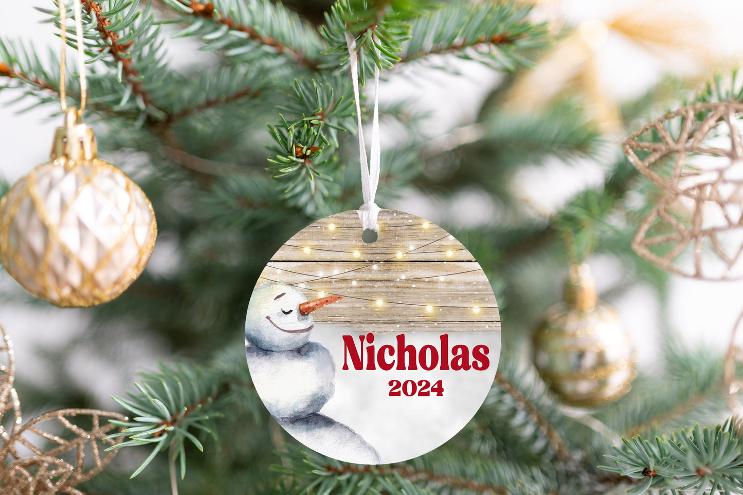 Personalized Snowman Christmas Ornament 2025 – Custom Name for Kids, Boys & Men