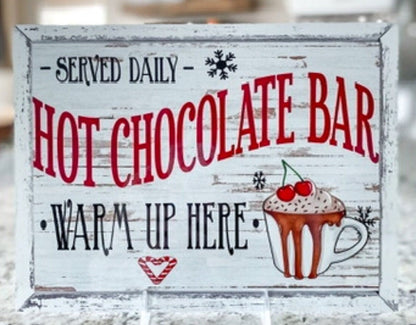 Hot Chocolate Bar Sign – Christmas Hot Cocoa Bar Décor, Indoor Holiday Metal Sign