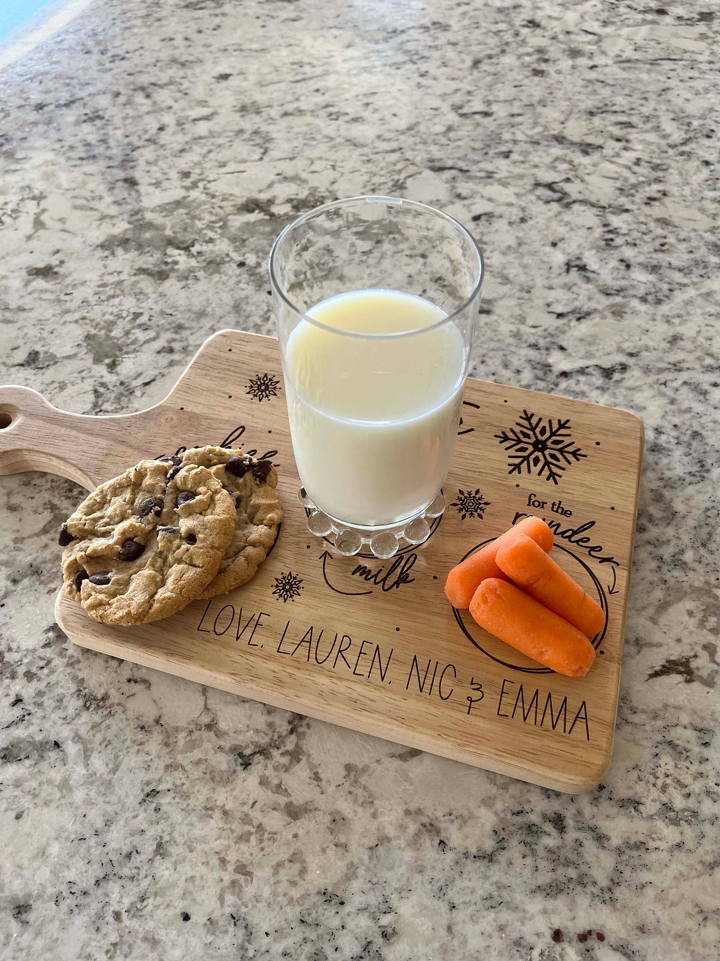 Custom Santa Tray – Personalized Wooden Cookies for Santa Plate with Engraved Design