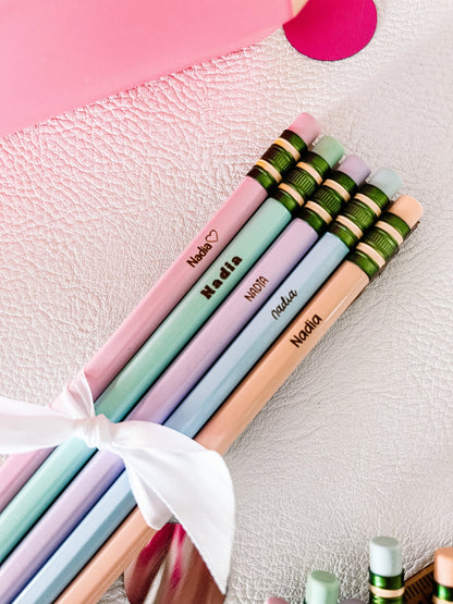 Pastel Personalized #2 Pencil Set – Custom Engraved Back-to-School Pencils