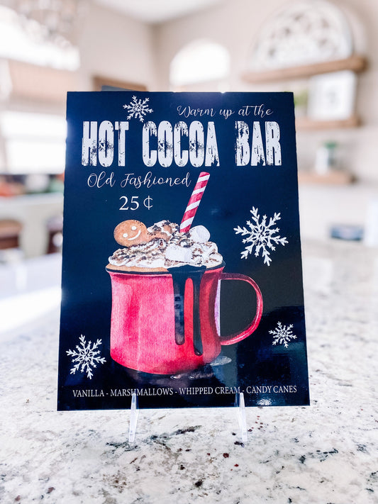 Hot Cocoa Bar Decor Sign – Old Fashioned Hot Chocolate Indoor Christmas Sign