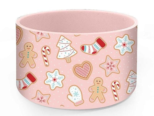 Christmas Tumbler Boot Sleeve - Pink gingerbread | fits 20 oz 30 oz 40 oz water bottle and tumbler