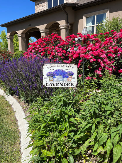 Hanging Garden Sign – Metal Flower Garden Décor, Outdoor Garden Sign, Hanging Lavender Yard Decoration