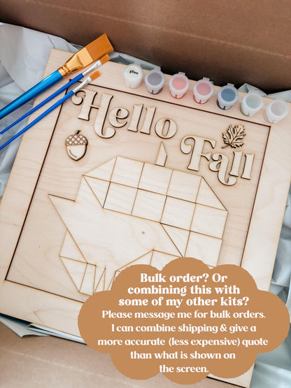Hello Fall Framed Pumpkin Crow DIY Paint Kit - Host a Craft Night