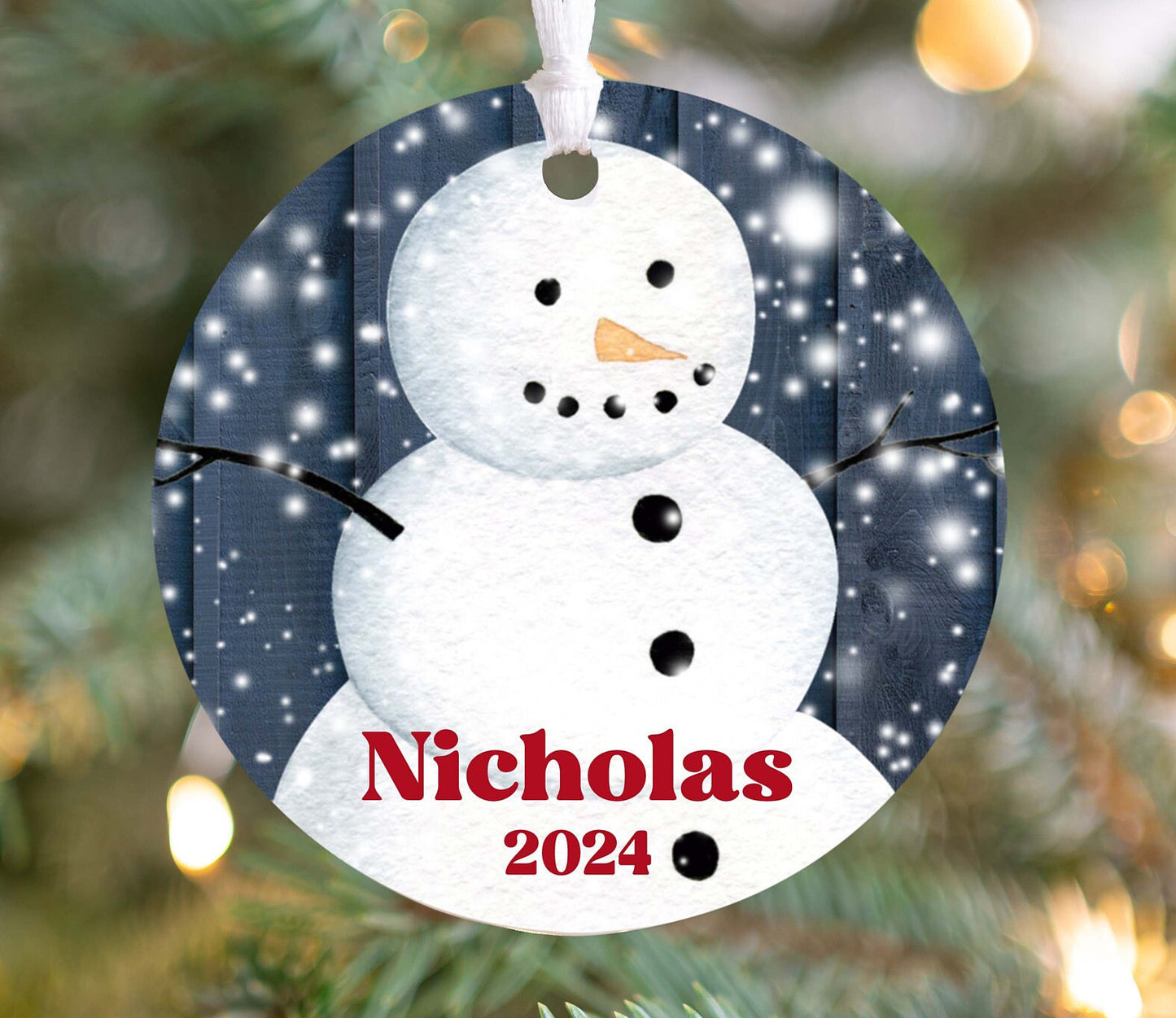 Personalized Blue Snowman Christmas Ornament 2025 – Custom Name & Year for Kids and Adults