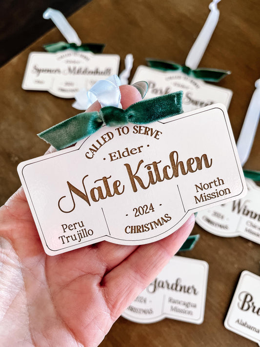 LDS Missionary Custom Engraved Christmas Ornament – Personalized Called to Serve Gift