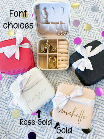 Personalized Travel Jewelry Box – Bridesmaid Gift & Jewelry Organizer