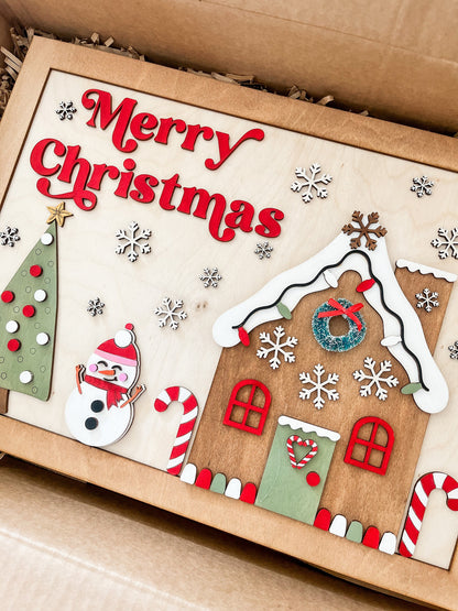 Paint Your Own Framed Gingerbread House Kit – DIY Christmas Craft