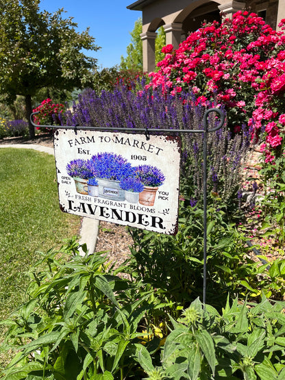 Hanging Garden Sign – Metal Flower Garden Décor, Outdoor Garden Sign, Hanging Lavender Yard Decoration