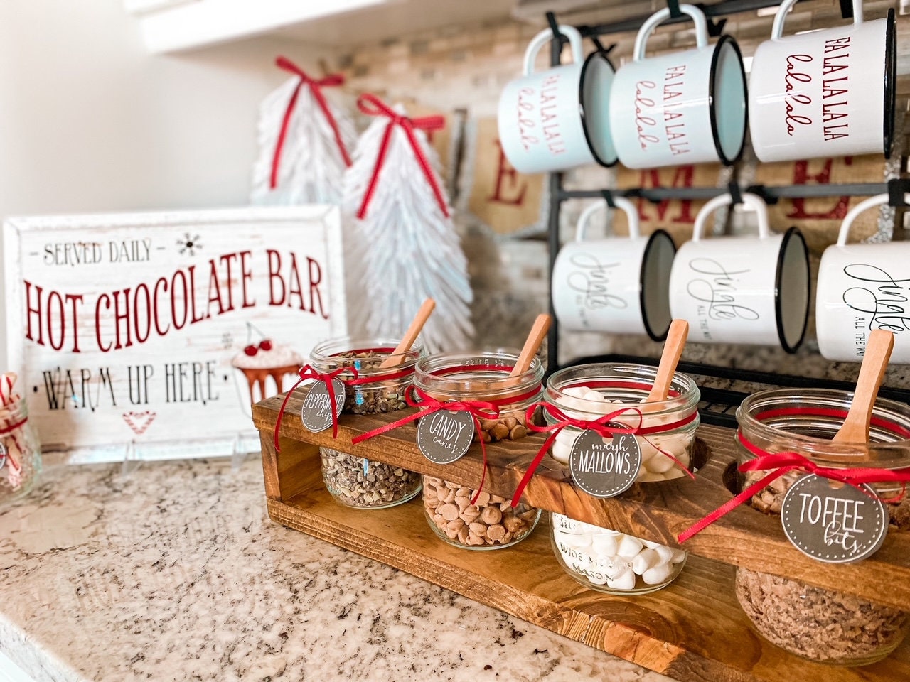 Hot Chocolate Bar Sign – Christmas Hot Cocoa Bar Décor, Indoor Holiday Metal Sign