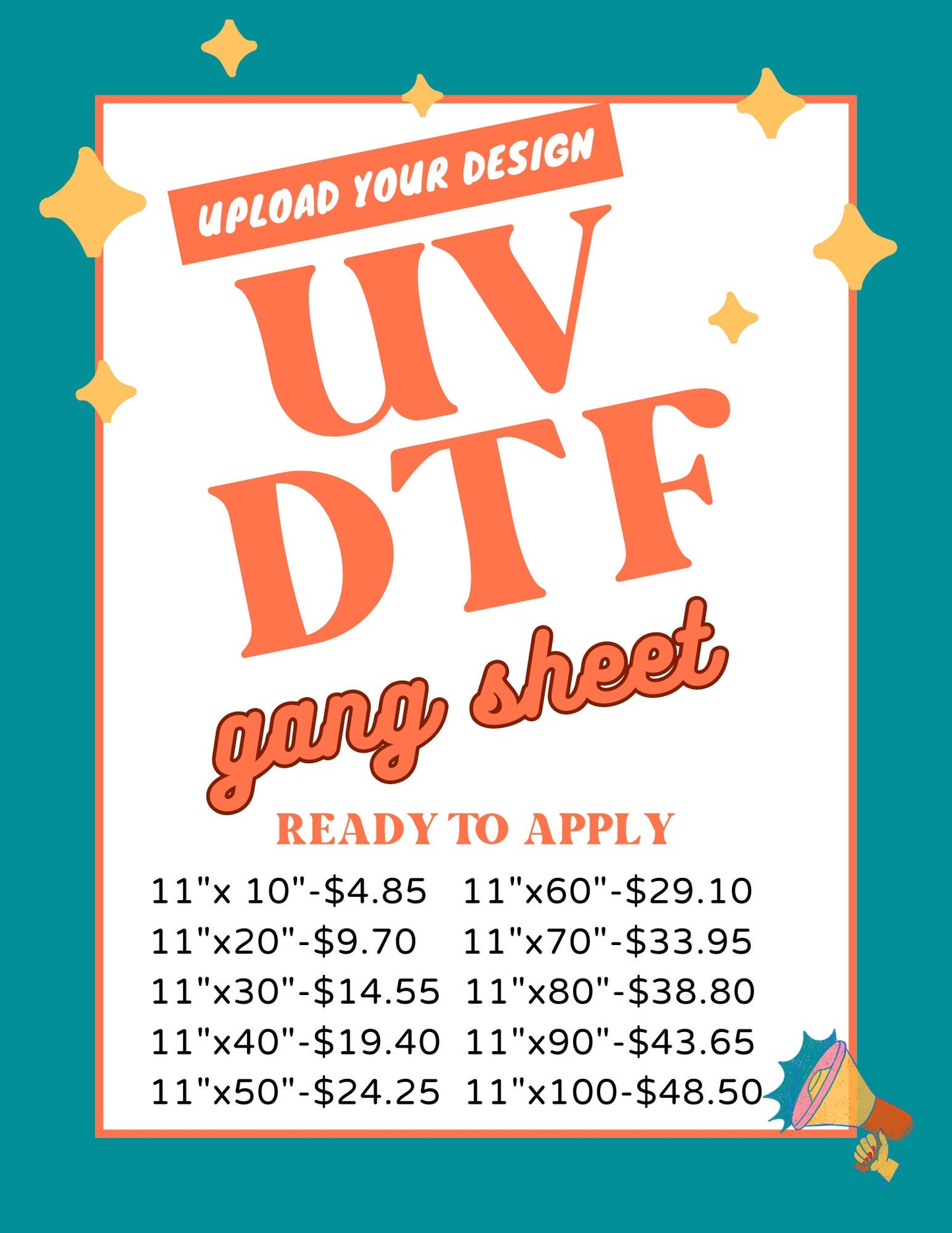 Custom UV DTF Gang Sheet – Ready to Apply Cup Wraps, Stickers & Transfers