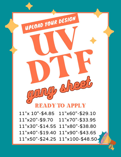 Custom UV DTF Gang Sheet – Ready to Apply Cup Wraps, Stickers & Transfers