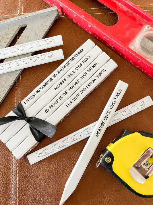 Personalized Carpenter Pencils – Engraved Funny Gift Set for Dad & Handyman