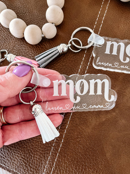 Mama Keychain with Kids’ Names – Personalized Acrylic Keychain Gift for Mom
