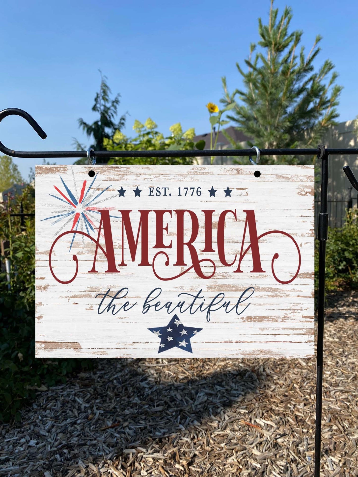 God Bless America Outdoor Sign – Patriotic 4th of July Porch & Garden Décor